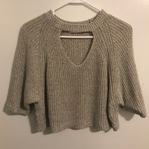 Gray sweater crop top